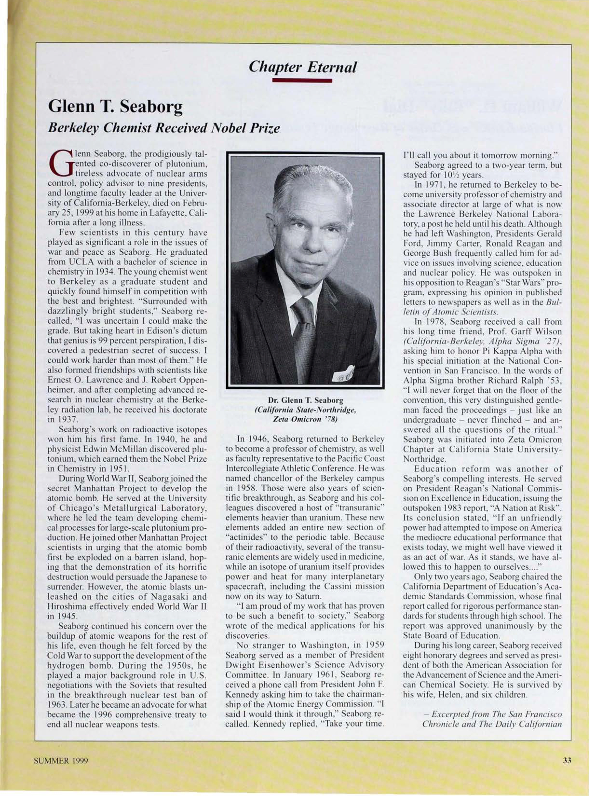 Chapter Eternal, Summer 1999